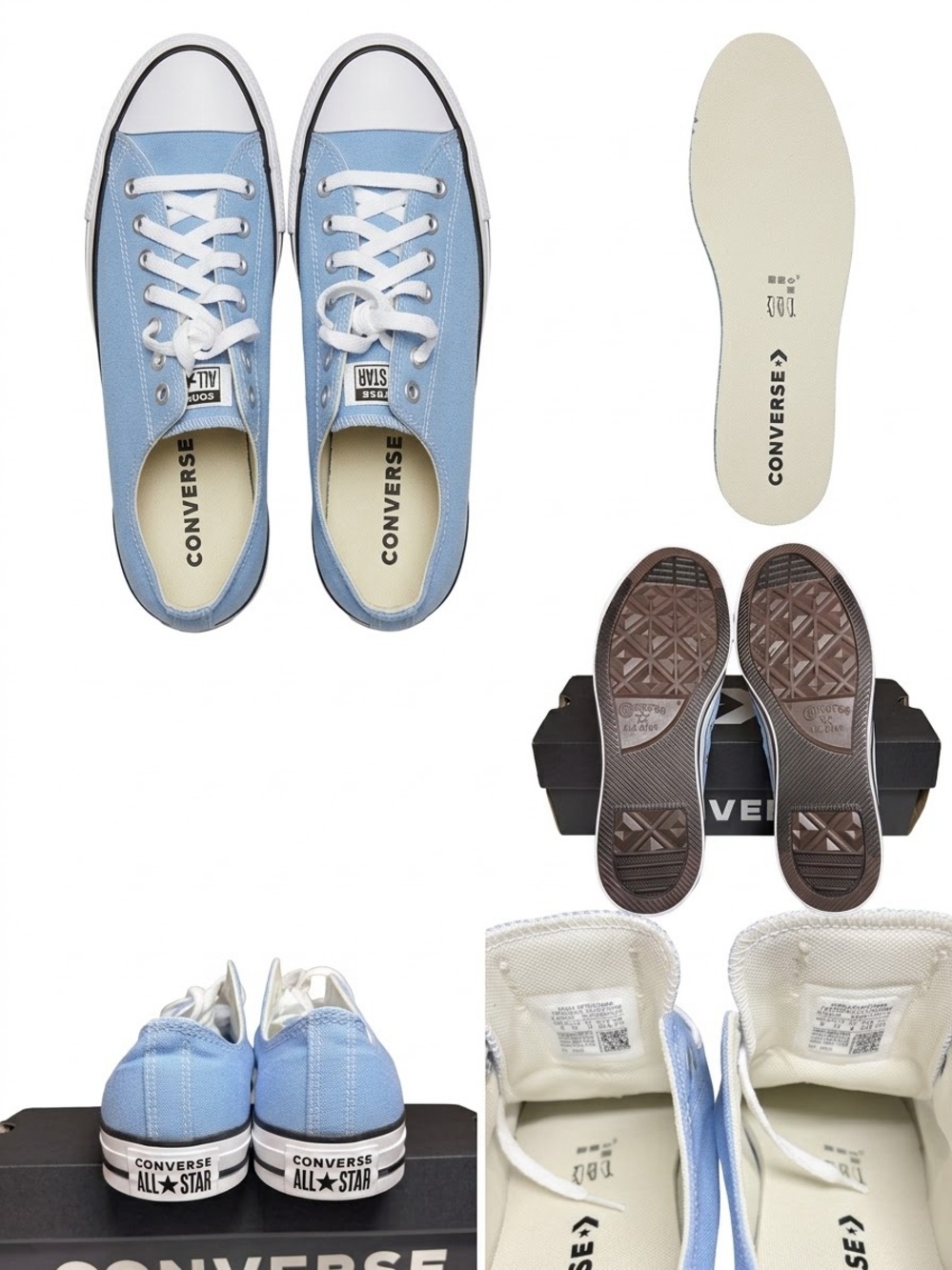 Converse Low Top Sneakers in Light Blue and White